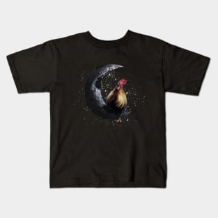 Chicken Sitting on Moon Kids T-Shirt